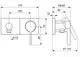 Einhebelmischer mit quadratischer Rosette, für Brausebatterie, von HANSA. Zeichnung zeigt Maße und Details der Montageanleitung.